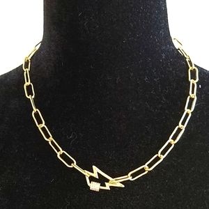 Mandala lightning bolt gold plated chain